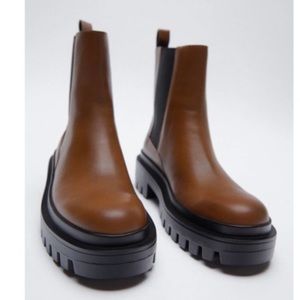 Zara Chestnut Ankle Boots with Dark Sole